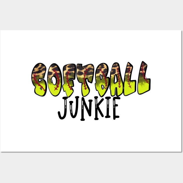 Softball Junkie Bubble Letter Cheetah Design Wall Art by Sheila’s Studio